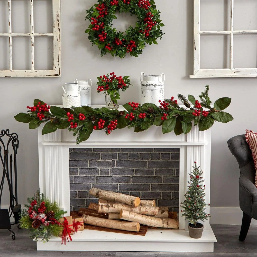 11 In. Artificial Berry Boxwood Arrangement In Glass Jar 6 11 In. Artificial Berry Boxwood Arrangement In Glass Jar - Image 4