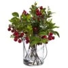 11 In. Artificial Berry Boxwood Arrangement In Glass Jar 2 11 In. Artificial Berry Boxwood Arrangement In Glass Jar -Artificial nearly natural artificial branches stems 4545 64 1000