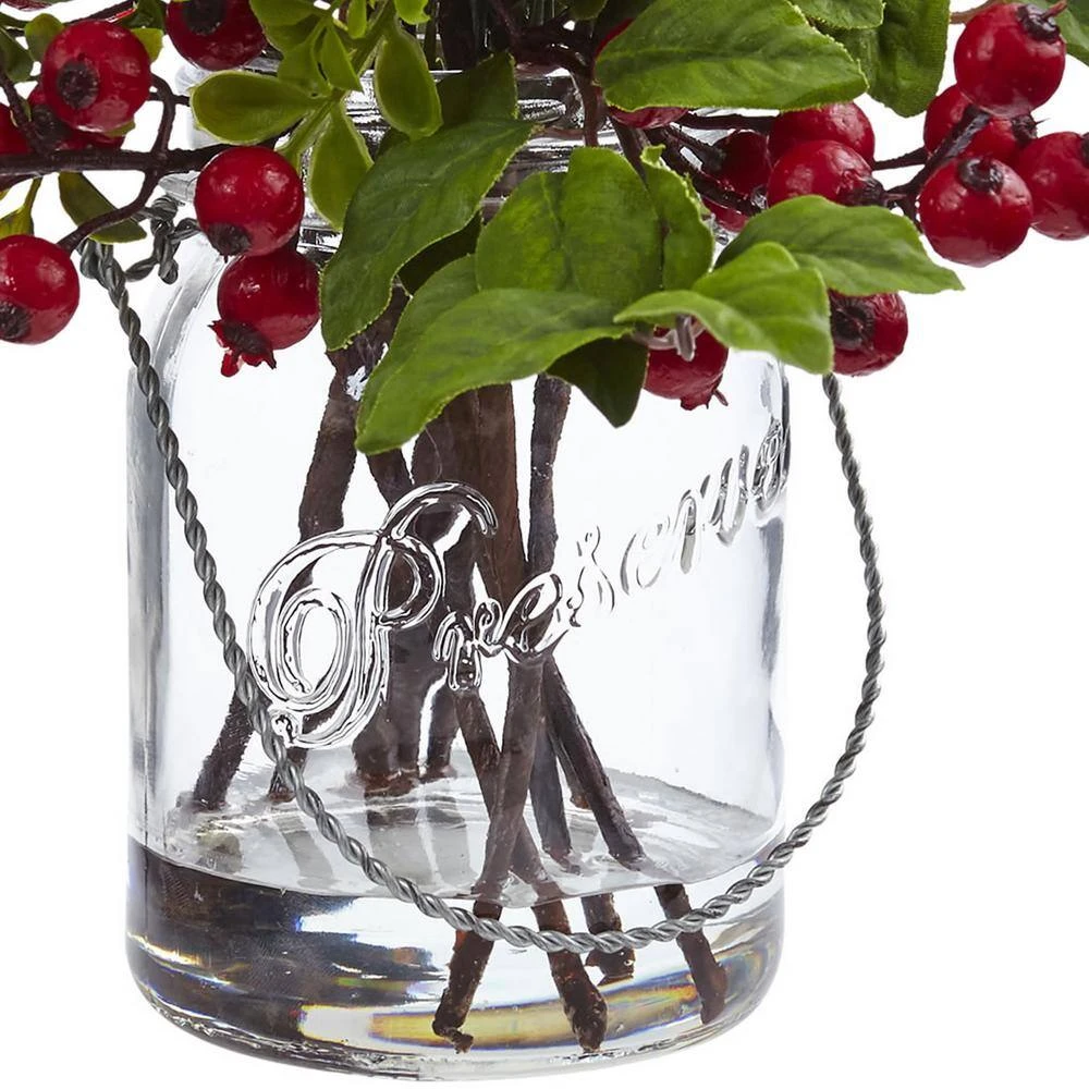 11 In. Artificial Berry Boxwood Arrangement In Glass Jar 4 11 In. Artificial Berry Boxwood Arrangement In Glass Jar - Image 2