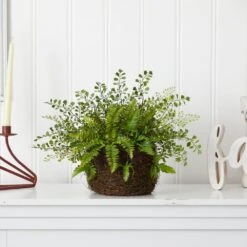 Artificial Mixed Fern With Twig And Moss Basket 11 Artificial Mixed Fern With Twig And Moss Basket -Artificial nearly natural artificial branches stems 4846 31 1000