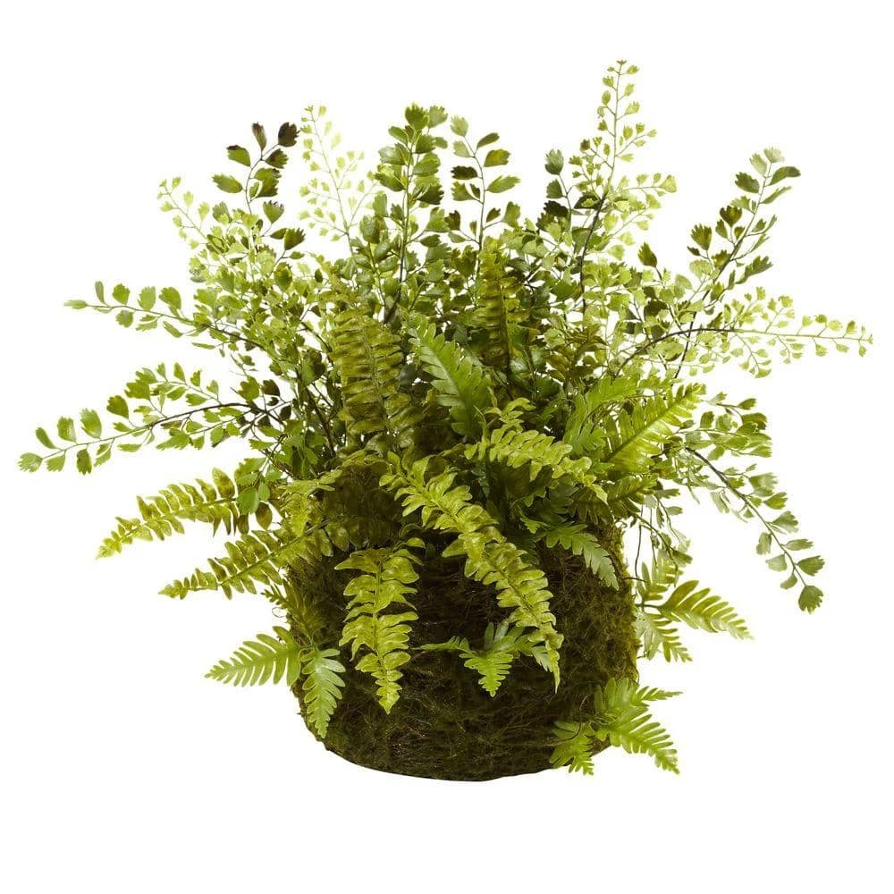 Artificial Mixed Fern With Twig And Moss Basket 3 Artificial Mixed Fern With Twig And Moss Basket