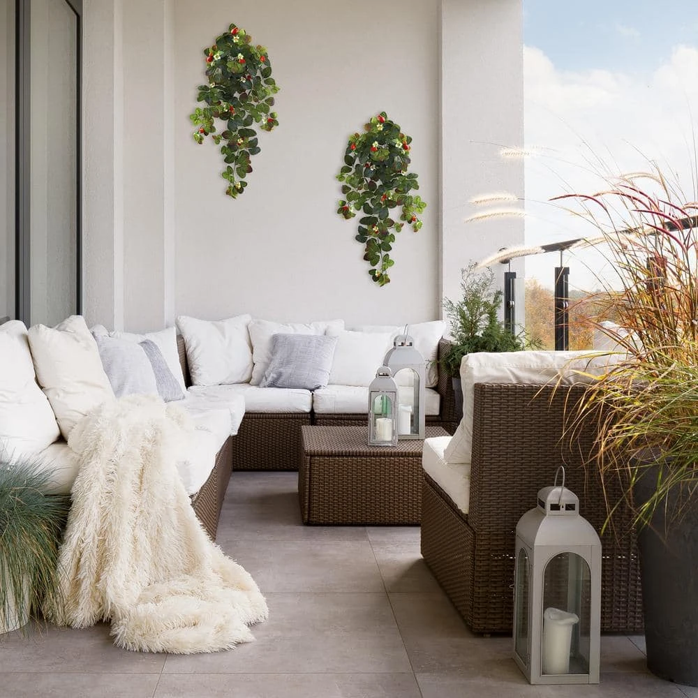 31 In. Artificial Strawberry Hanging Bush With Berry (Set Of 2) 6 31 In. Artificial Strawberry Hanging Bush With Berry (Set Of 2) - Image 4