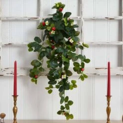 31 In. Artificial Strawberry Hanging Bush With Berry (Set Of 2) 11 31 In. Artificial Strawberry Hanging Bush With Berry (Set Of 2) -Artificial nearly natural artificial ferns 6115 s2 31 1000