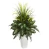 Mixed River Fern And Dogtail Artificial Plant In White Tower Planter 1 Mixed River Fern And Dogtail Artificial Plant In White Tower Planter -Artificial nearly natural artificial ferns 6382 64 1000