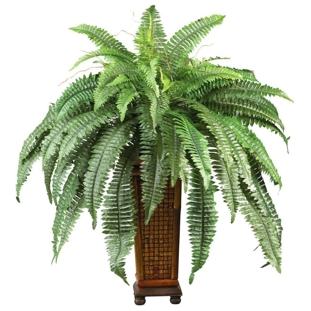 33 In. Artificial Boston Fern Silk Plant With Decorative Vase 2 33 In. Artificial Boston Fern Silk Plant With Decorative Vase