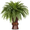 33 In. H Boston Fern With Bamboo Vase Artificial Plant -Artificial nearly natural artificial ferns 6628 64 1000