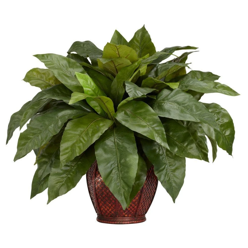 23 In. Artificial H Green Birdsnest Fern With Decorative Vase Silk Plant 4 23 In. Artificial H Green Birdsnest Fern With Decorative Vase Silk Plant - Image 2