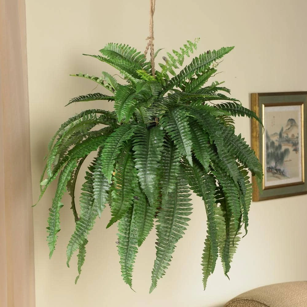 Large Artificial Boston Fern Hanging Basket 8 Large Artificial Boston Fern Hanging Basket - Image 6