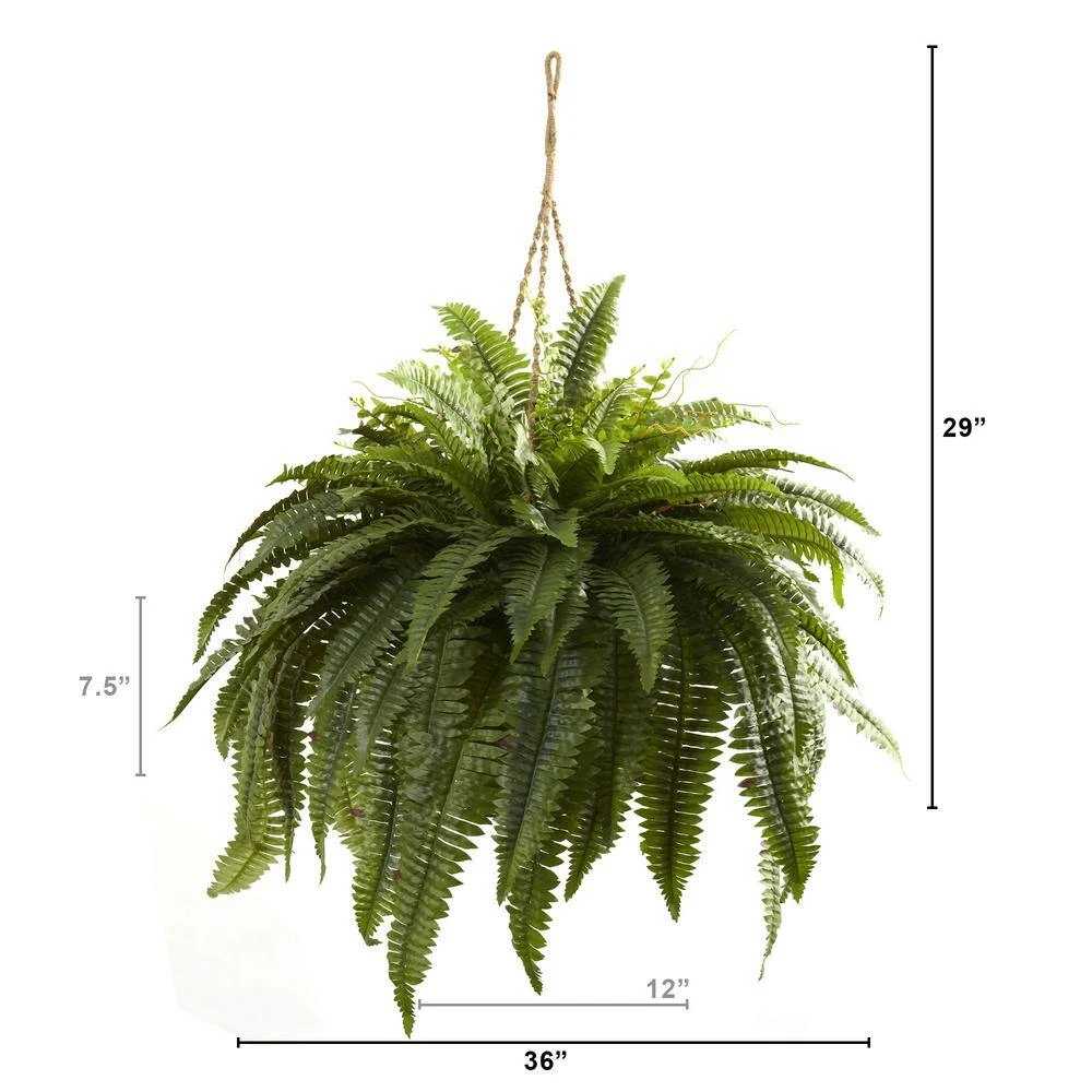 Artificial Double Giant Boston Fern Hanging Basket 7 Artificial Double Giant Boston Fern Hanging Basket - Image 5
