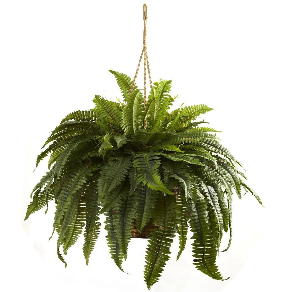 Artificial Double Giant Boston Fern Hanging Basket 5 Artificial Double Giant Boston Fern Hanging Basket - Image 3