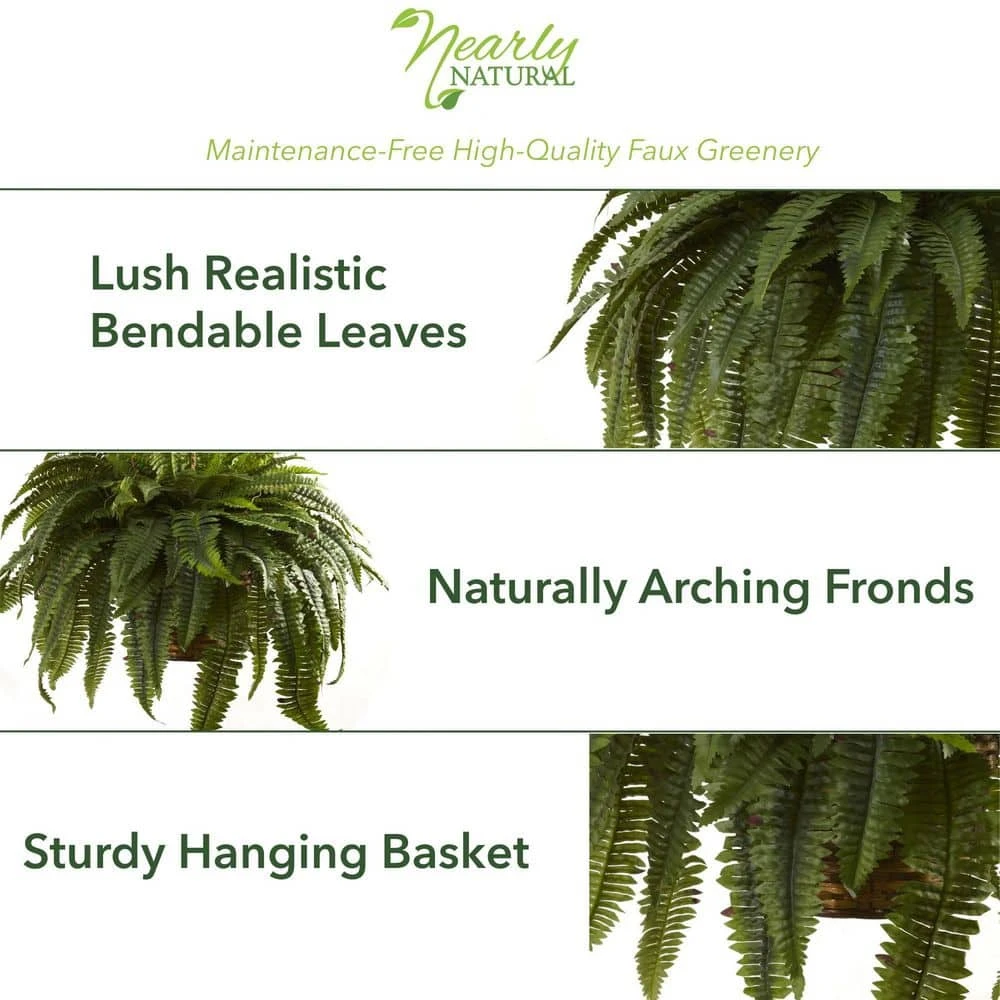 Artificial Double Giant Boston Fern Hanging Basket 4 Artificial Double Giant Boston Fern Hanging Basket - Image 2