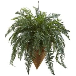 Artificial Giant River Fern With Cone Hanging Basket