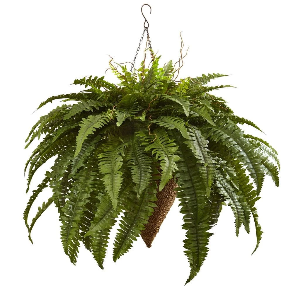 Artificial Giant Boston Fern With Cone Hanging Basket 4 Artificial Giant Boston Fern With Cone Hanging Basket - Image 2