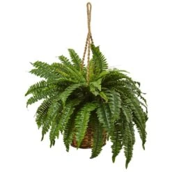 29 In. Artificial Boston Fern Hanging Basket -Artificial nearly natural artificial ferns 6931 31 1000