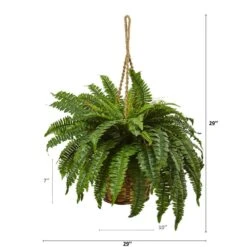 29 In. Artificial Boston Fern Hanging Basket -Artificial nearly natural artificial ferns 6931 44 1000