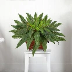 23 In. Artificial Boston Fern In Metallic Planter 11 23 In. Artificial Boston Fern In Metallic Planter -Artificial nearly natural artificial ferns 6933 31 1000