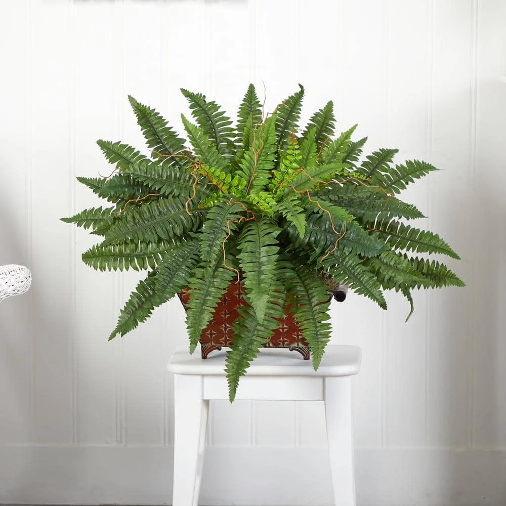 23 In. Artificial Boston Fern In Metallic Planter 7 23 In. Artificial Boston Fern In Metallic Planter - Image 5
