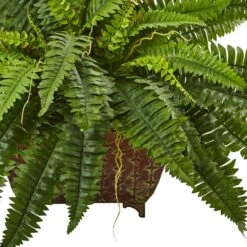 23 In. Artificial Boston Fern In Metallic Planter 9 23 In. Artificial Boston Fern In Metallic Planter -Artificial nearly natural artificial ferns 6933 4f 1000