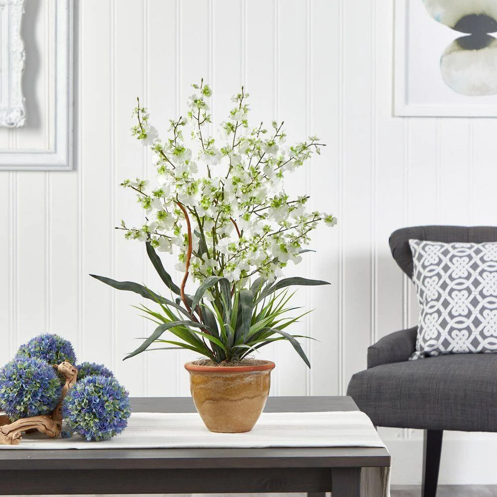 26 In. Artificial Dancing Lady Silk Orchid Arrangement In Green 5 26 In. Artificial Dancing Lady Silk Orchid Arrangement In Green - Image 3