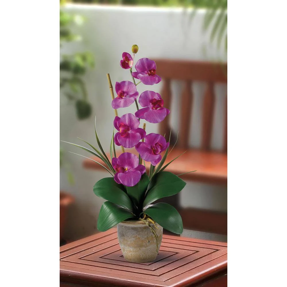 21 In. Artificial Phalaenopsis Silk Orchid Flower Arrangement In Orchid 4 21 In. Artificial Phalaenopsis Silk Orchid Flower Arrangement In Orchid - Image 2