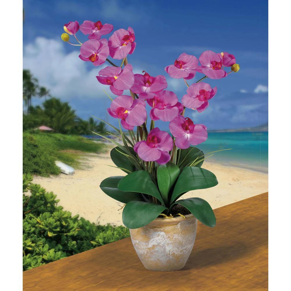25 In. Artificial Double Phalaenopsis Silk Orchid Flower Arrangement In Orchid 4 25 In. Artificial Double Phalaenopsis Silk Orchid Flower Arrangement In Orchid - Image 2