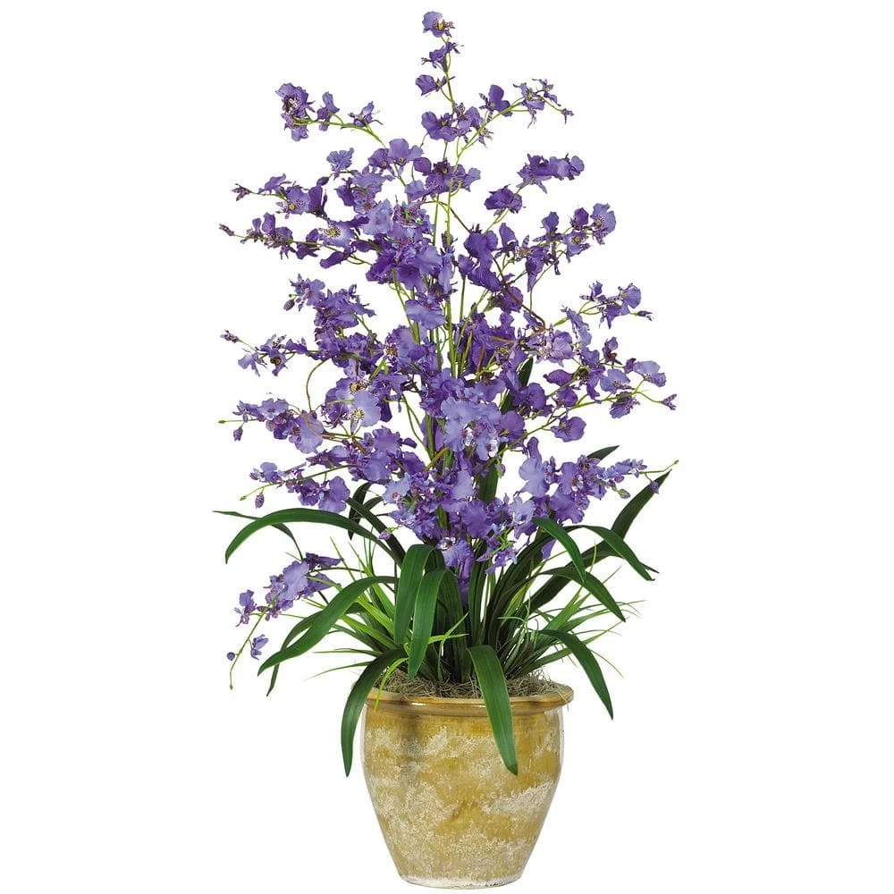 32 In. Artificial Triple Dancing Lady Silk Flower Arrangement In Purple 3 32 In. Artificial Triple Dancing Lady Silk Flower Arrangement In Purple