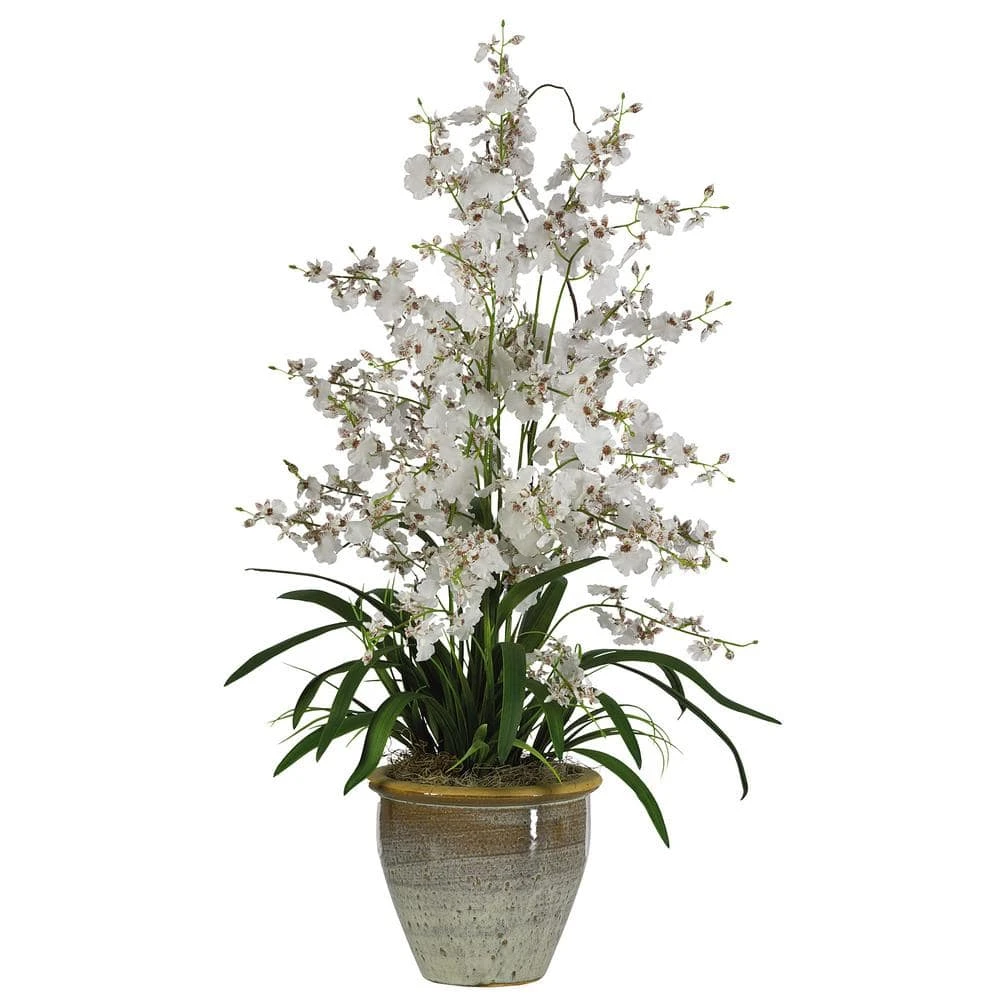 32 In. Artificial Triple Dancing Lady Silk Flower Arrangement In White 3 32 In. Artificial Triple Dancing Lady Silk Flower Arrangement In White