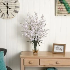 31 In. Artificial Dancing Lady Liquid Illusion Silk Flower Arrangement In White 8 31 In. Artificial Dancing Lady Liquid Illusion Silk Flower Arrangement In White -Artificial nearly natural artificial flowers 1073 wh 4f 1000