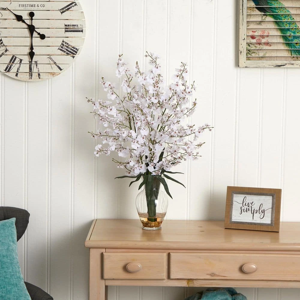 31 In. Artificial Dancing Lady Liquid Illusion Silk Flower Arrangement In White 5 31 In. Artificial Dancing Lady Liquid Illusion Silk Flower Arrangement In White - Image 3