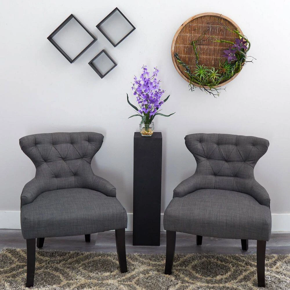 19 In. Artificial Dancing Lady Orchid Liquid Illusion Silk Flower Arrangement In Purple 6 19 In. Artificial Dancing Lady Orchid Liquid Illusion Silk Flower Arrangement In Purple - Image 4