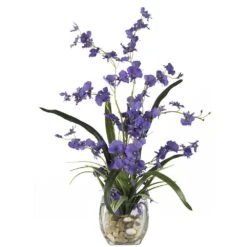 19 In. Artificial Dancing Lady Orchid Liquid Illusion Silk Flower Arrangement In Purple