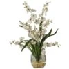 19 In. Artificial Dancing Lady Orchid Liquid Illusion Silk Flower Arrangement In White -Artificial nearly natural artificial flowers 1119 wh 64 1000