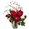 21.5 In. Artificial H Red Peony And Orchid Silk Flower Arrangement 1 21.5 In. Artificial H Red Peony And Orchid Silk Flower Arrangement -Artificial nearly natural artificial flowers 1175 rd 64 1000