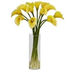 20 In. Artificial H Yellow Mini Calla Lily Silk Flower Arrangement