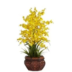 30 In. Artificial H Yellow Dancing Lady Silk Flower Arrangement
