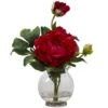 13.5 In. Artificial H Red Peony With Fluted Vase Silk Flower Arrangement 2 13.5 In. Artificial H Red Peony With Fluted Vase Silk Flower Arrangement -Artificial nearly natural artificial flowers 1278 rd 64 1000