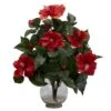 17 In. Artificial H Red Hibiscus With Fluted Vase Silk Flower Arrangement 1 17 In. Artificial H Red Hibiscus With Fluted Vase Silk Flower Arrangement -Artificial nearly natural artificial flowers 1279 64 1000