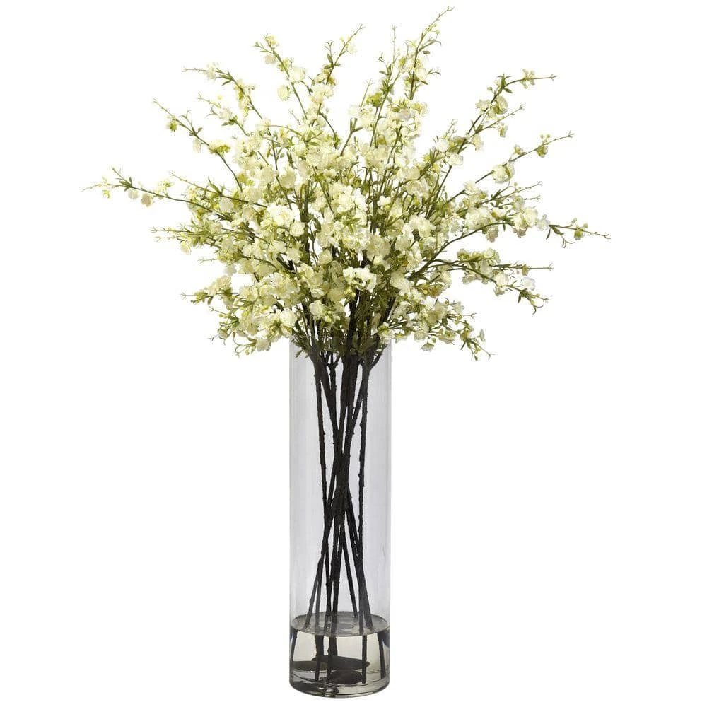 Giant Cherry Blossom Artificial Arrangement In White 3 Giant Cherry Blossom Artificial Arrangement In White