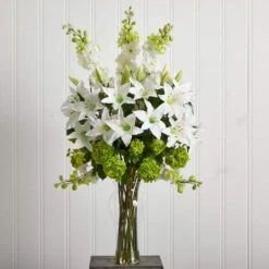 Artificial Lily, Delphinium And Hydrangea Silk Arrangement -Artificial nearly natural artificial flowers 1335 c3 1000