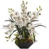 Artificial Cymbidium Orchid With Black Vase 2 Artificial Cymbidium Orchid With Black Vase -Artificial nearly natural artificial flowers 1404 wh 64 1000