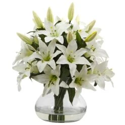 Artificial Large Lily Arrangement With Vase