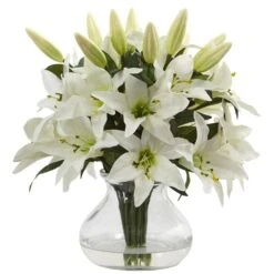 Artificial Lily Arrangement With Vase
