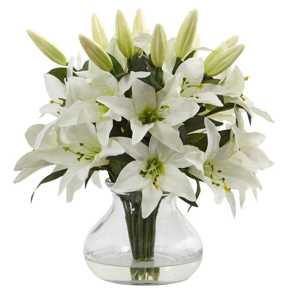 Artificial Lily Arrangement With Vase 3 Artificial Lily Arrangement With Vase