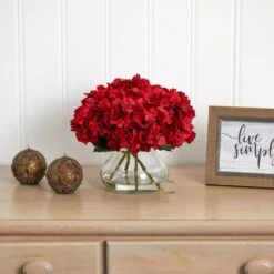 Artificial Red Hydrangea With Vase Silk Flower Arrangement 7 Artificial Red Hydrangea With Vase Silk Flower Arrangement -Artificial nearly natural artificial flowers 1441 31 1000