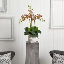 Indoor Phalaenopsis Orchid Silk Artificial Arrangement In White Vase 7 Indoor Phalaenopsis Orchid Silk Artificial Arrangement In White Vase -Artificial nearly natural artificial flowers 1489 31 1000