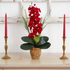 Phalaenopsis Orchid Silk Artificial Arrangement In Red 7 Phalaenopsis Orchid Silk Artificial Arrangement In Red -Artificial nearly natural artificial flowers 1513 rd 31 1000