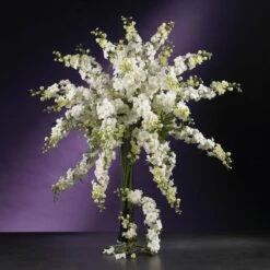 38.5 In. Artificial H White Delphinium Stem (Set Of 12) -Artificial nearly natural artificial flowers 2128 s12 wh 4f 1000