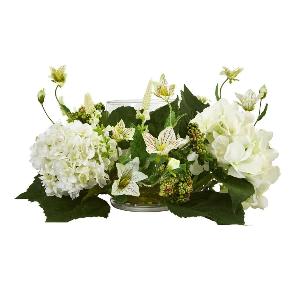 Hydrangea Artificial Arrangement Candelabrum 5 Hydrangea Artificial Arrangement Candelabrum - Image 3