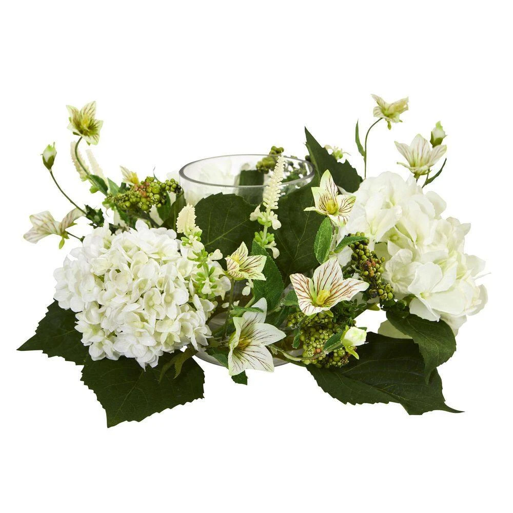 Hydrangea Artificial Arrangement Candelabrum 4 Hydrangea Artificial Arrangement Candelabrum - Image 2