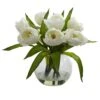 11 In. Artificial Tulips Arrangement With Vase 1 11 In. Artificial Tulips Arrangement With Vase -Artificial nearly natural artificial flowers 4535 wh 64 1000